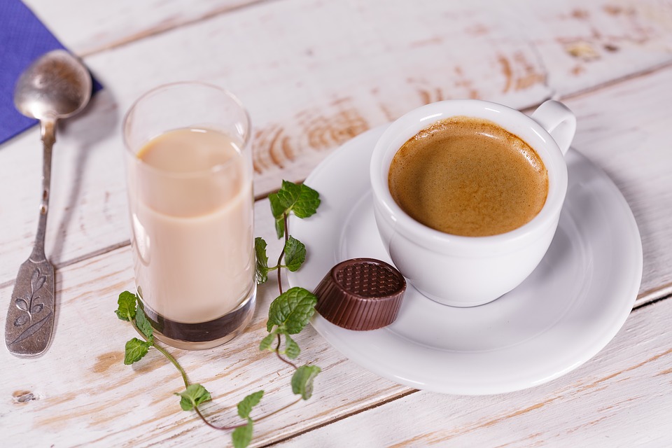 coffee cup on white wooden table